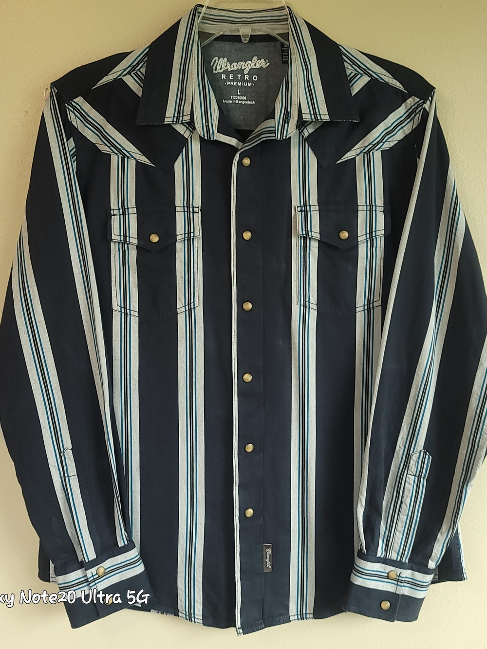 Wrangler Retro Premium Stripe Western Snap Shirt Large Boot Barn Blue Black